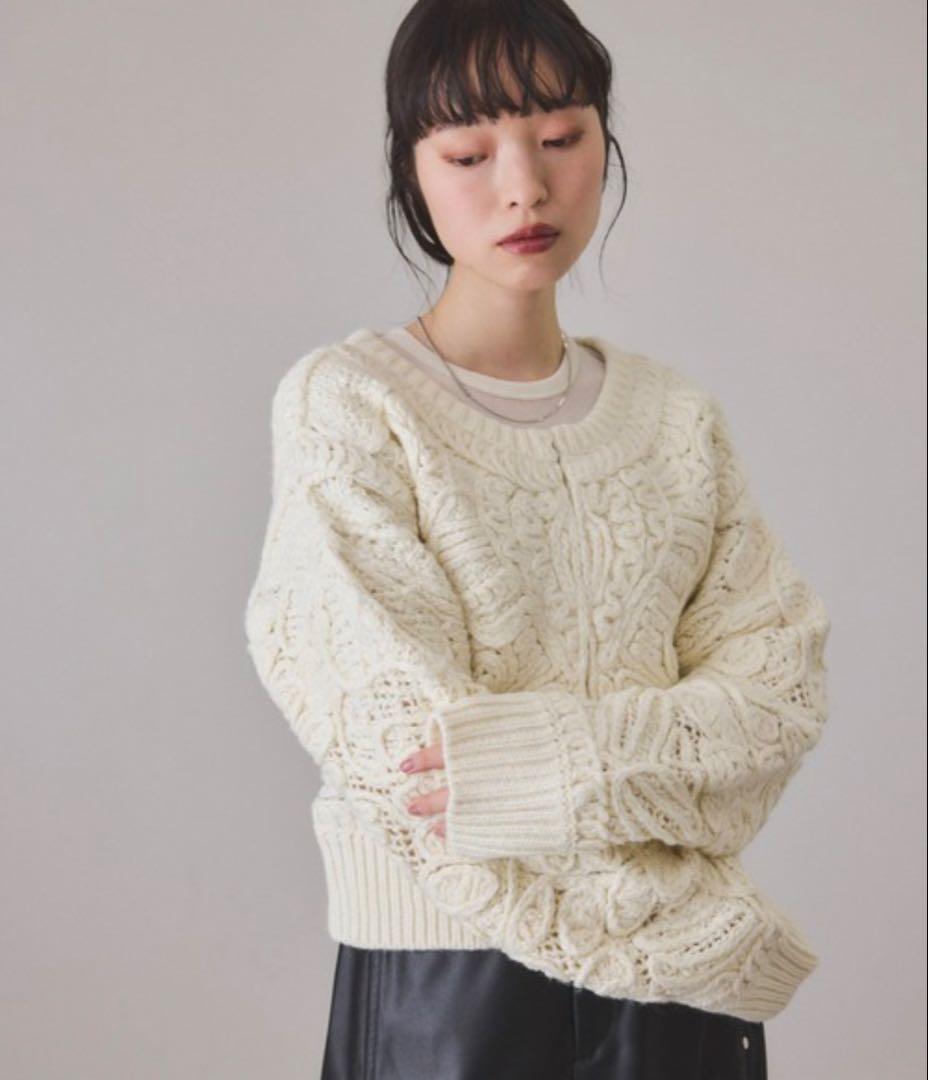 コードレースパターンニットカーディガン