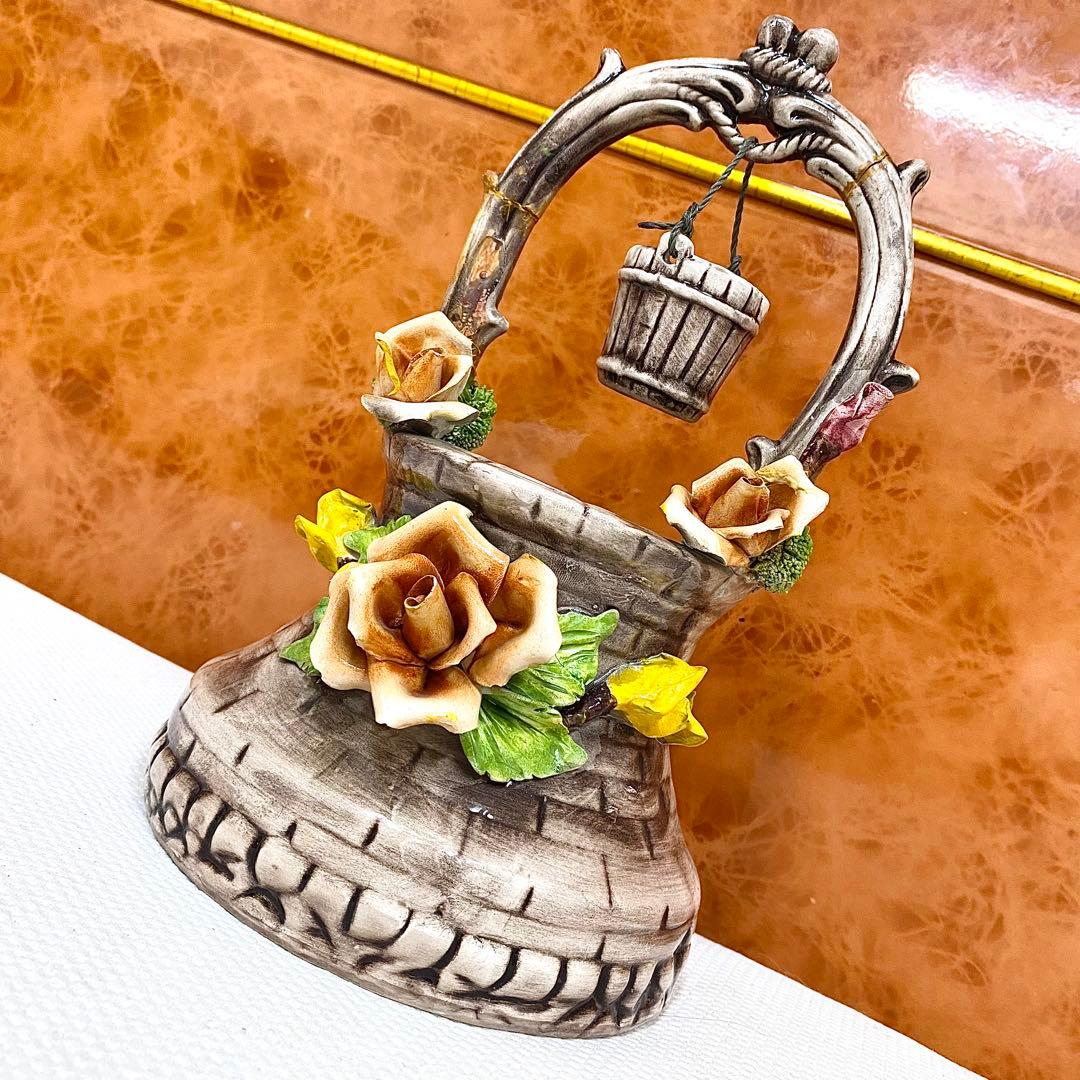 イタリア製 アンティーク ロココ調 フラワー装飾 陶器 カポディモンテ 4点