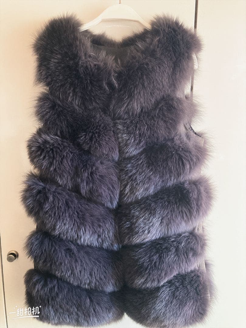 リアルフォックスFOX ファーハーフベスト　グレー　Lサイズ　新同美品