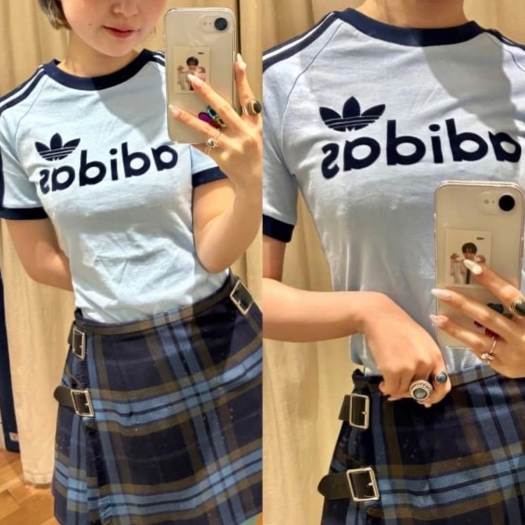 希少XL⭐️adidas リニアグラフィック カリTシャツ ブルー×ネイビー
