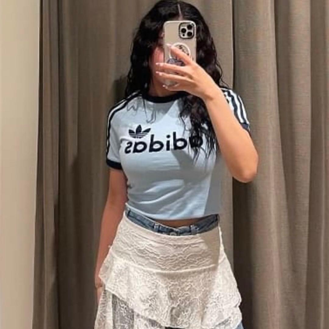 希少XL⭐️adidas リニアグラフィック カリTシャツ ブルー×ネイビー