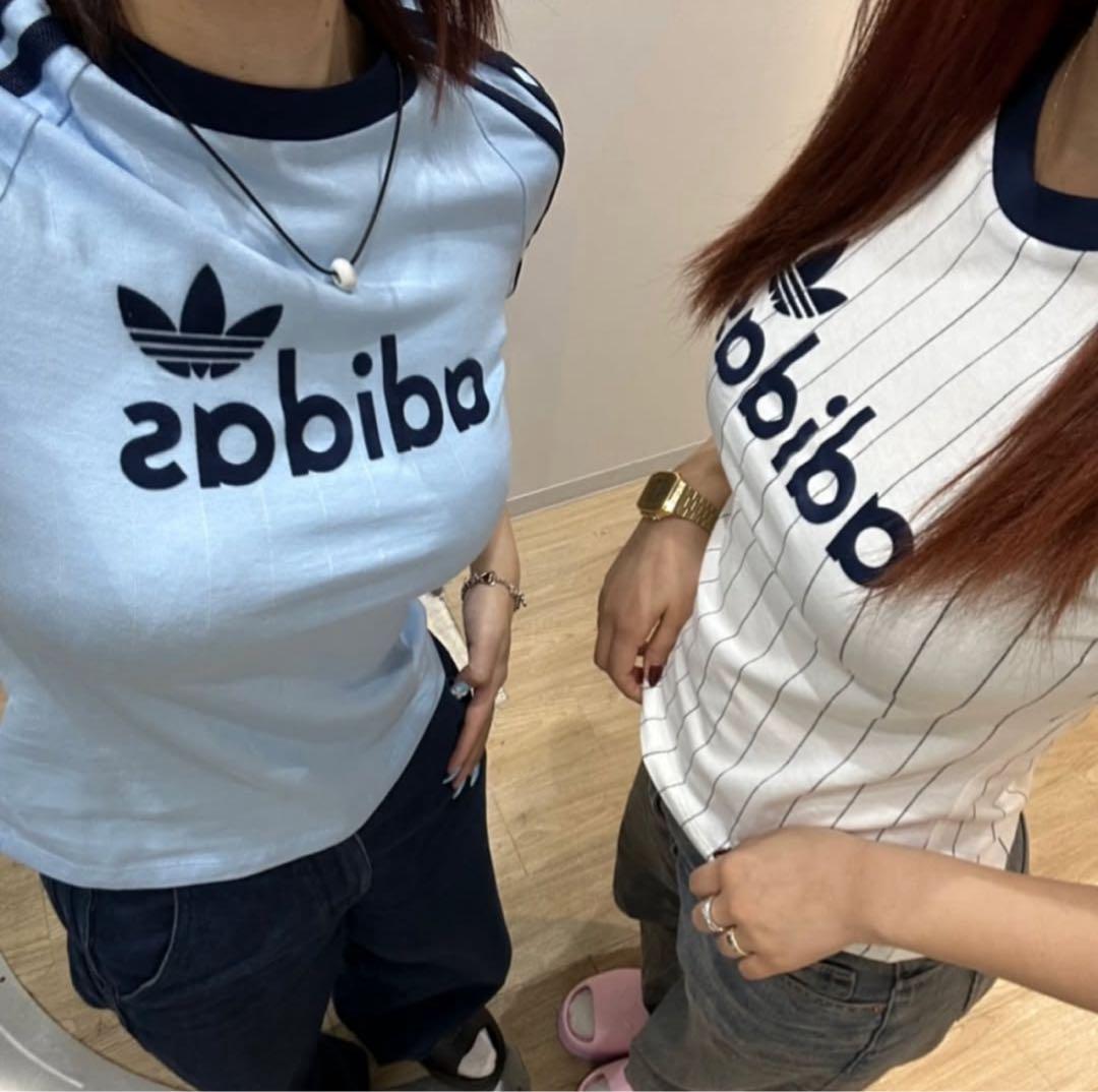 希少XL⭐️adidas リニアグラフィック カリTシャツ ブルー×ネイビー