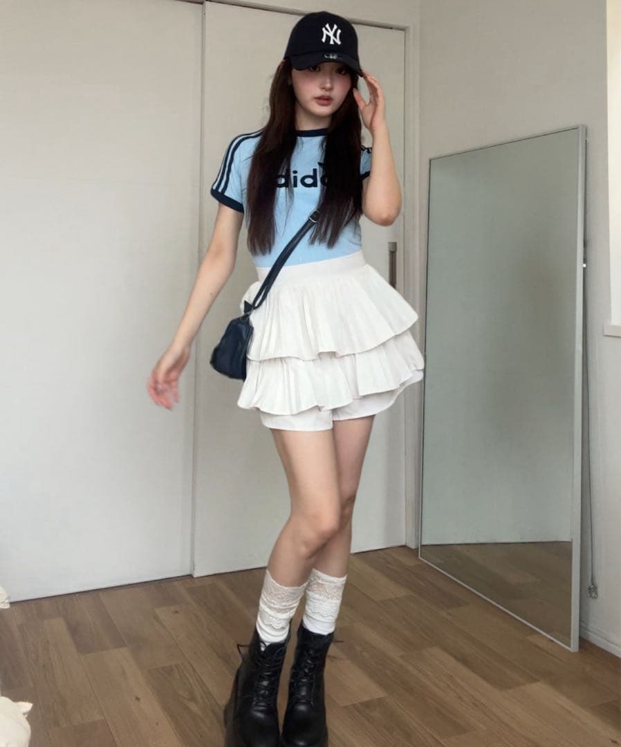 希少XL⭐️adidas リニアグラフィック カリTシャツ ブルー×ネイビー