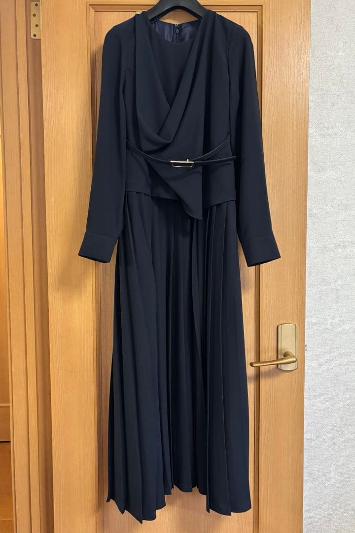 ピンキー&ダイアン◆[冨張愛コラボ] ドレーププリールワンピース ネイビー 38