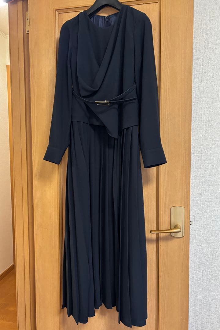 ピンキー&ダイアン◆[冨張愛コラボ] ドレーププリールワンピース ネイビー 38