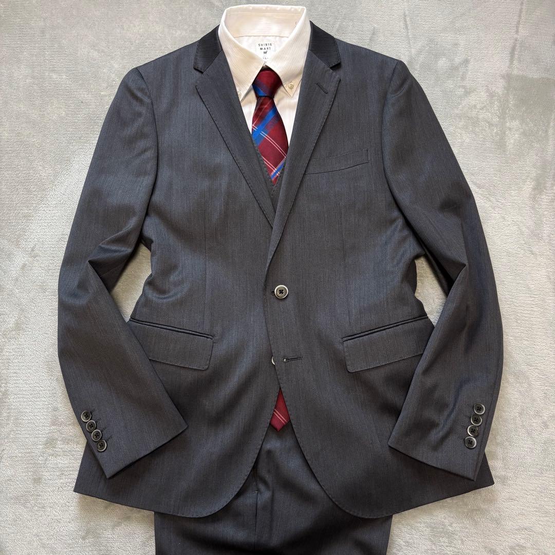 未使用に近い✨ナノユニバース 3ピース セットアップスーツ 2B シルク 48