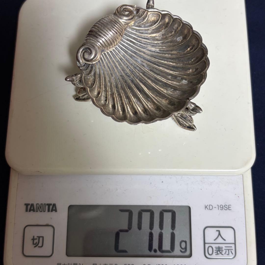 純銀製 アンティーク 小物入 貝形魚足 アクセサリー入れ 925 1930年代