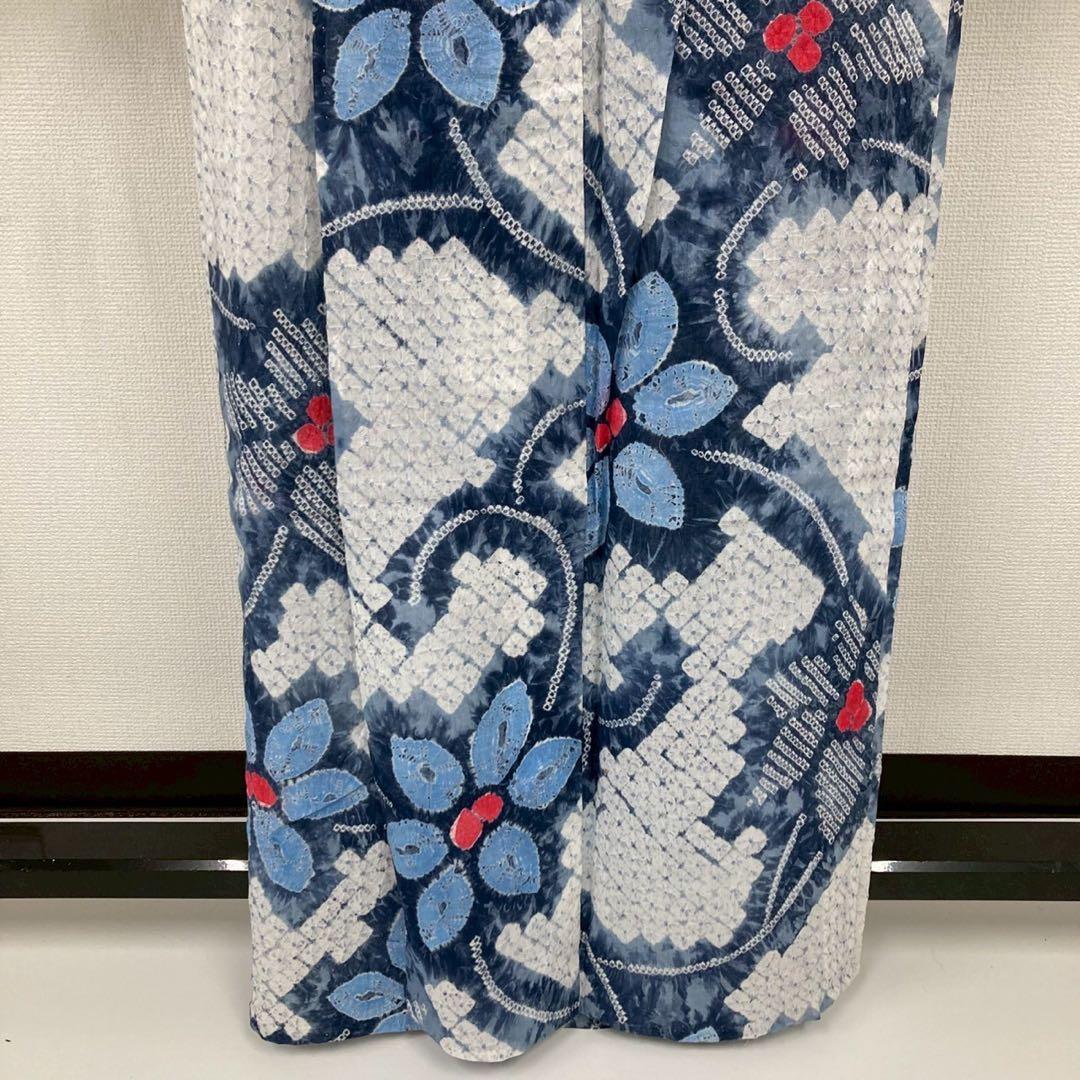 つ*ね様 有松絞り 木綿 浴衣 素敵な染め 着物 U-5856