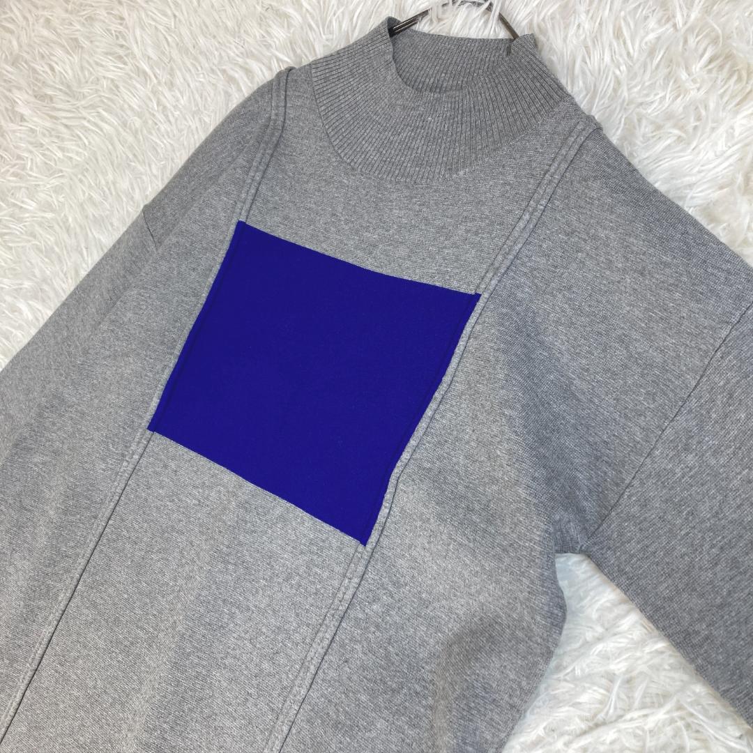 美品　UN3D.　アンスリード　ポイントカラーニットワンピース　グレー　38