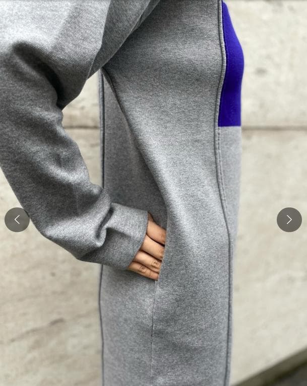 美品　UN3D.　アンスリード　ポイントカラーニットワンピース　グレー　38