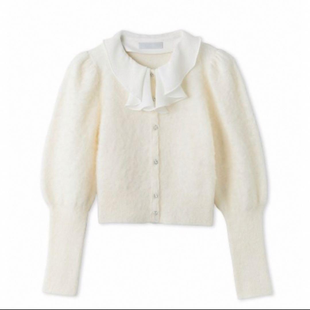 CELFORD フリルカラー付き ビジューカーディガン