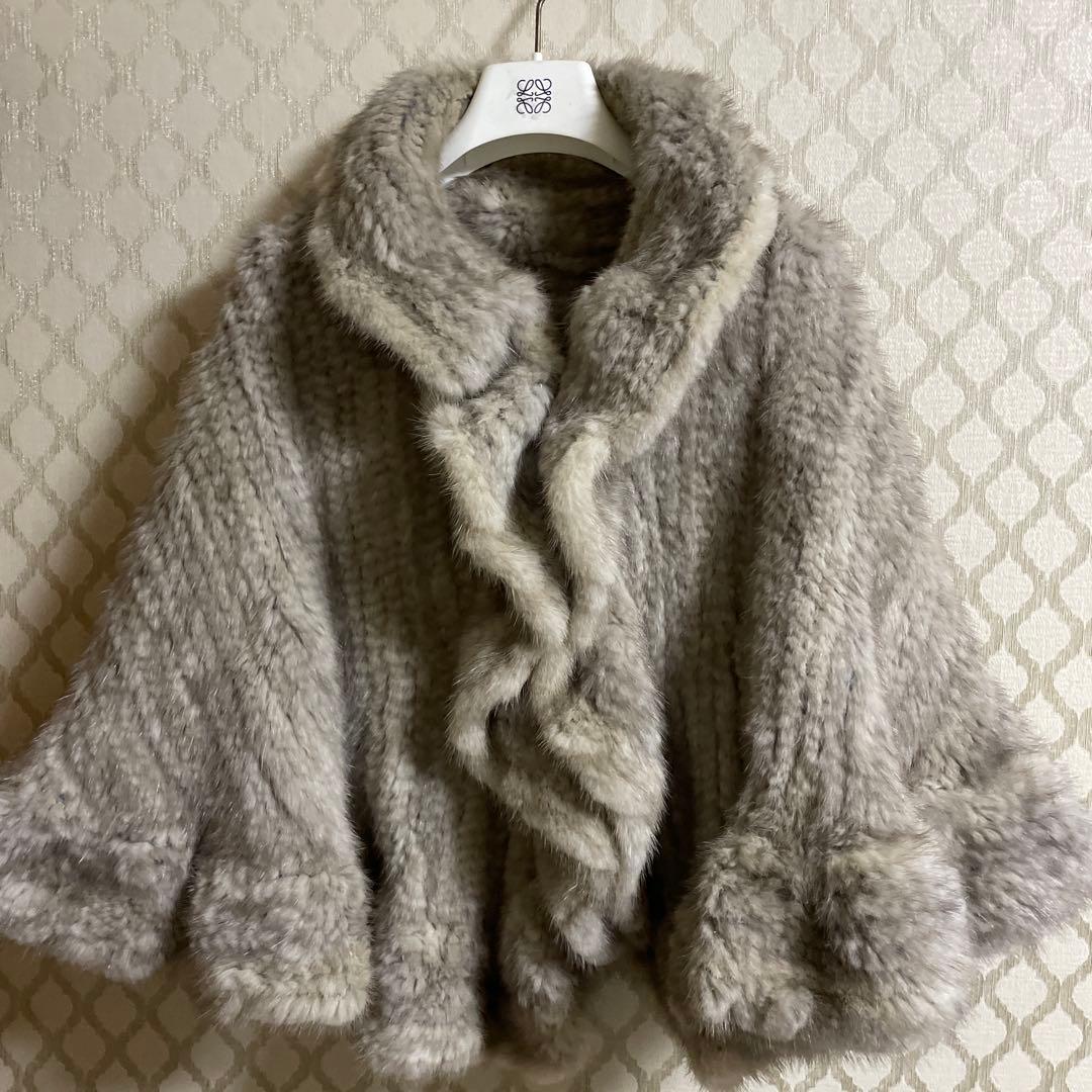 シルバー襟付きミンクファーコート