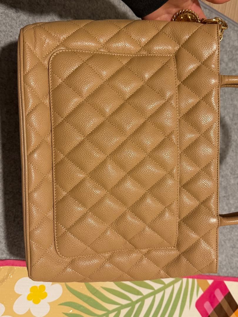 CHANEL ベージュ 復刻トートキャビアスキン トート/ハンドバッグ