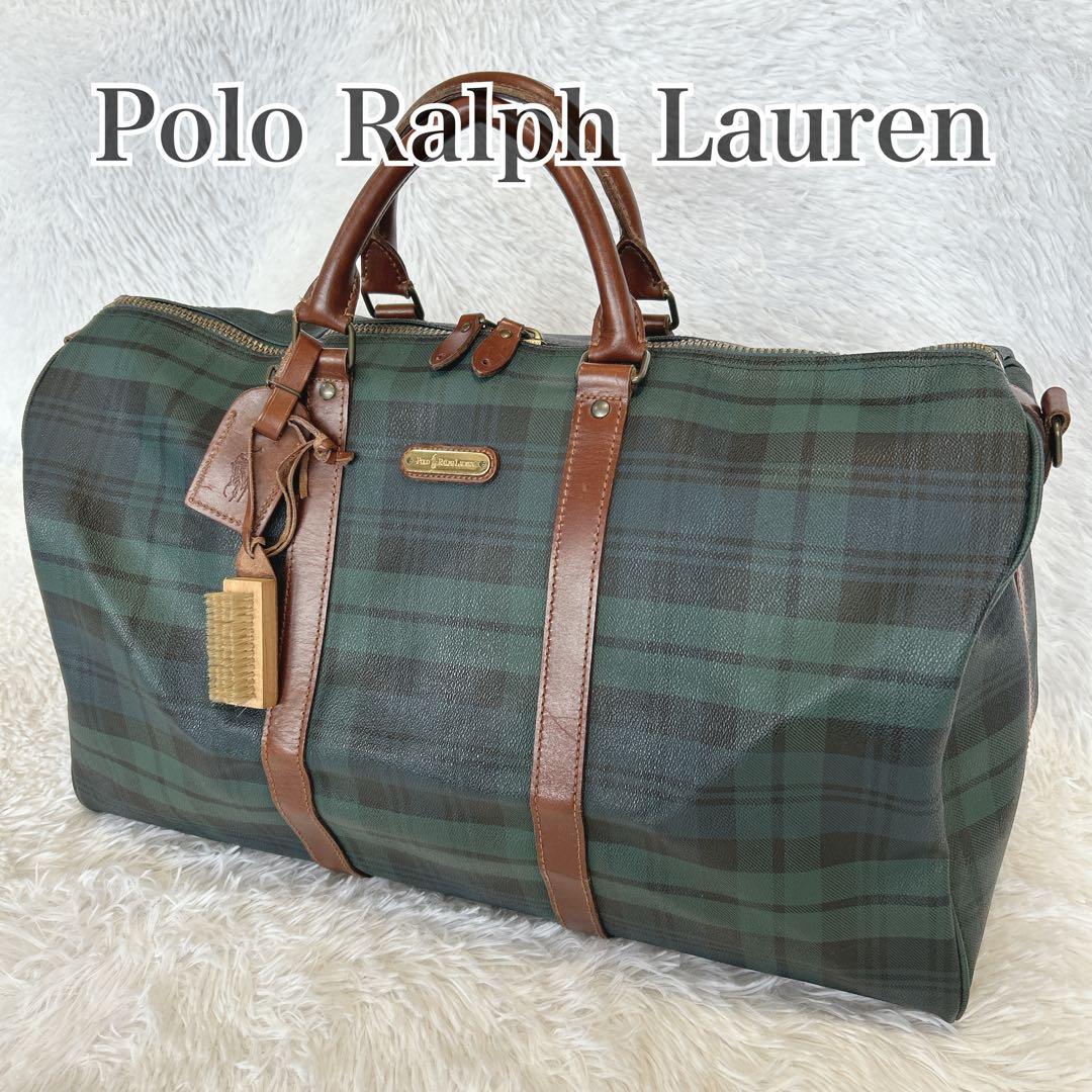 ポロ ラルフローレン ボストンバッグ ブラックウォッチ PVC レザー 希少