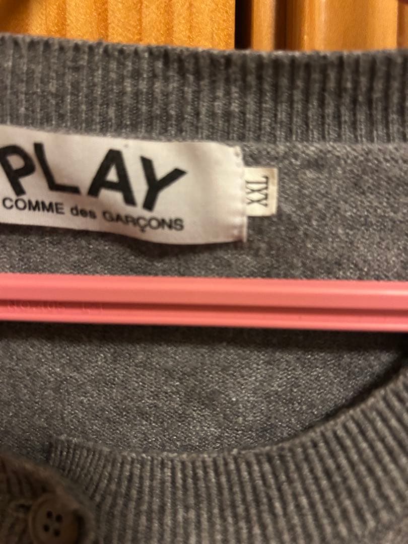 PLAY CDG ハートワッペン カーディガン グレー レディースXXL