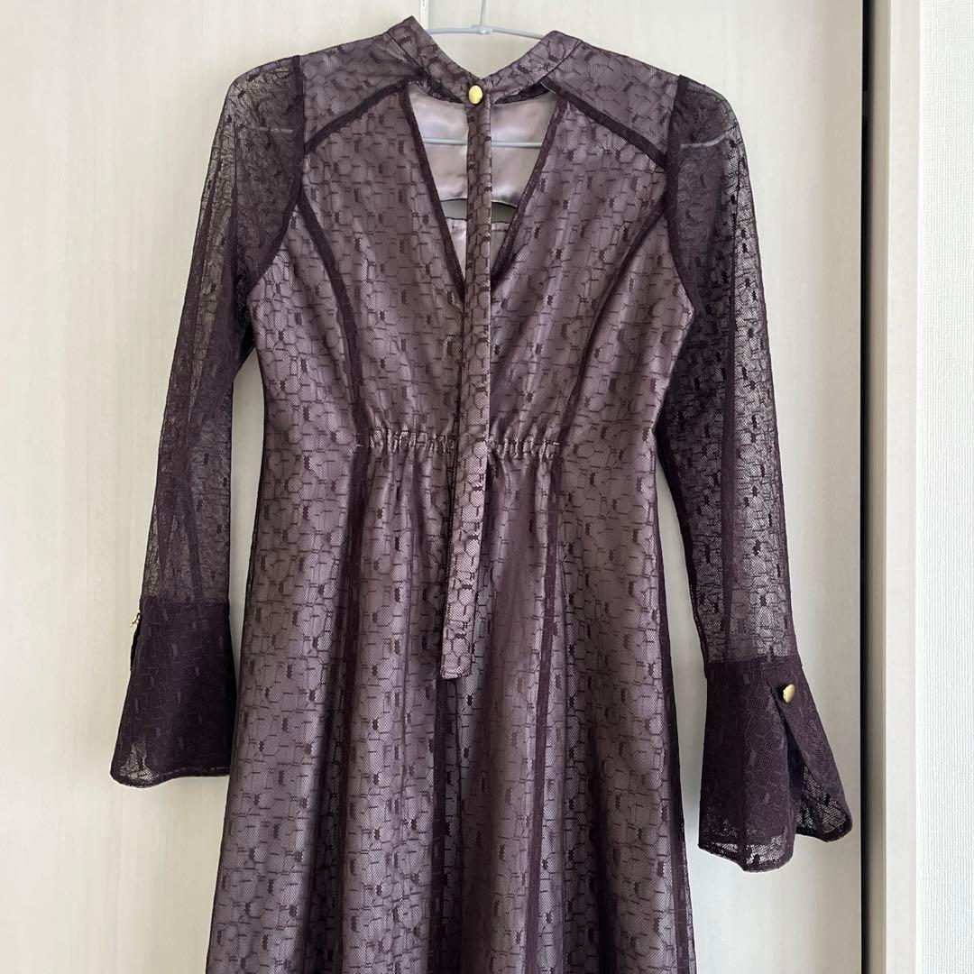 ANDRESD バックオープンジオメトリックドレス ブラウン