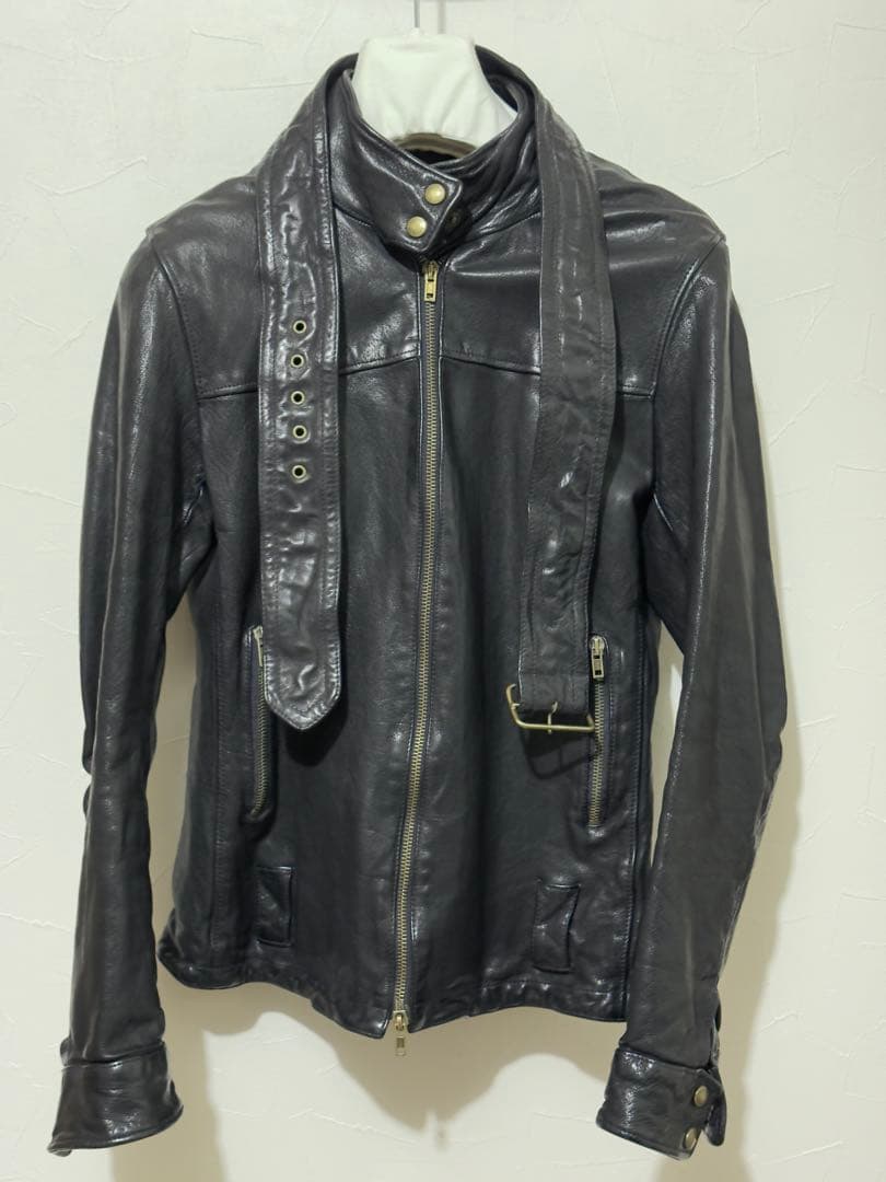 miu miu レザーライダースジャケット