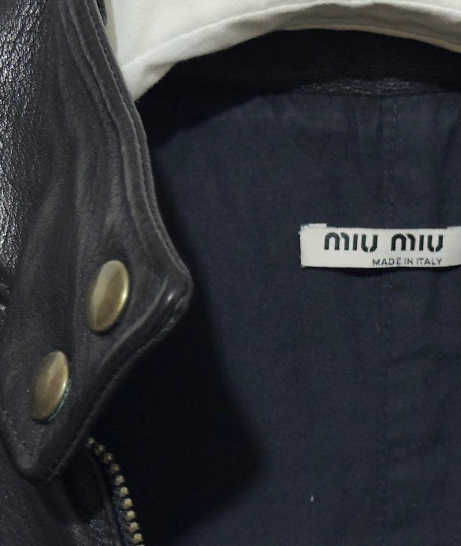 miu miu レザーライダースジャケット
