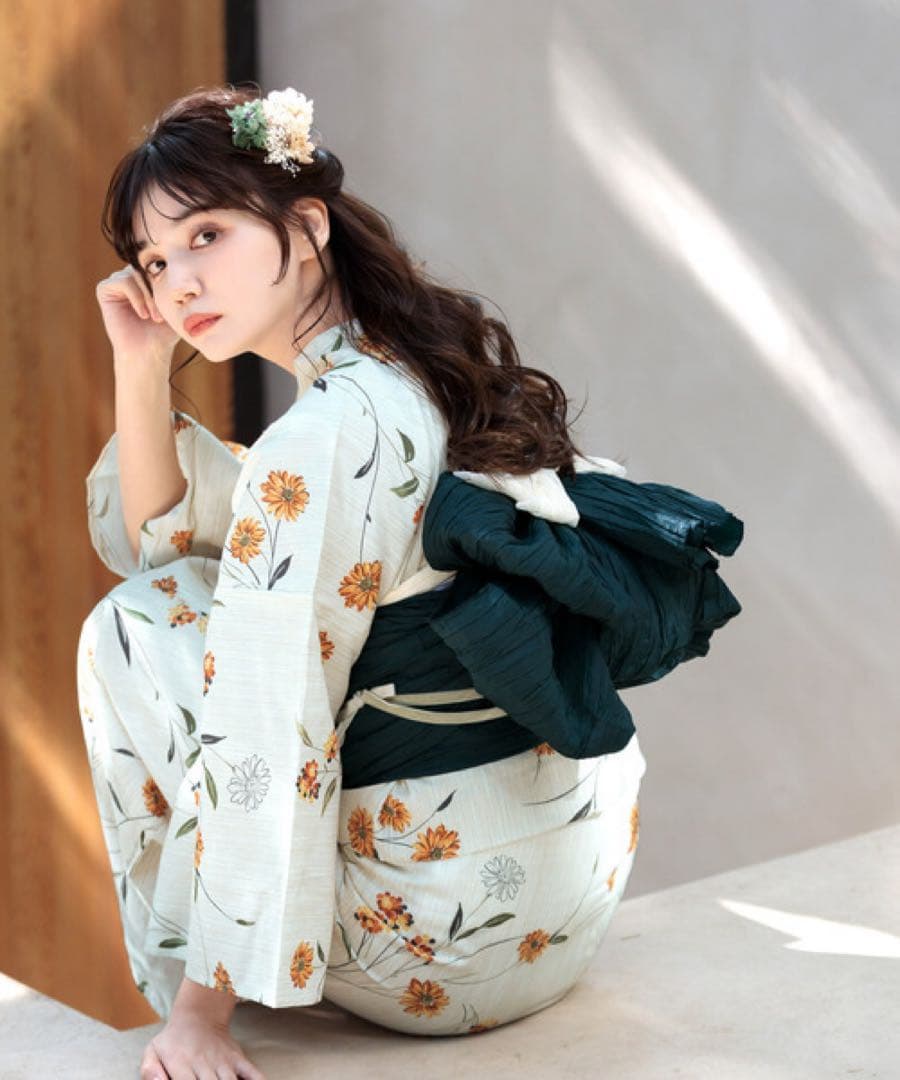 浴衣セット　新品　未開封　Dita オトナ浴衣　蒲公英色の花あそび