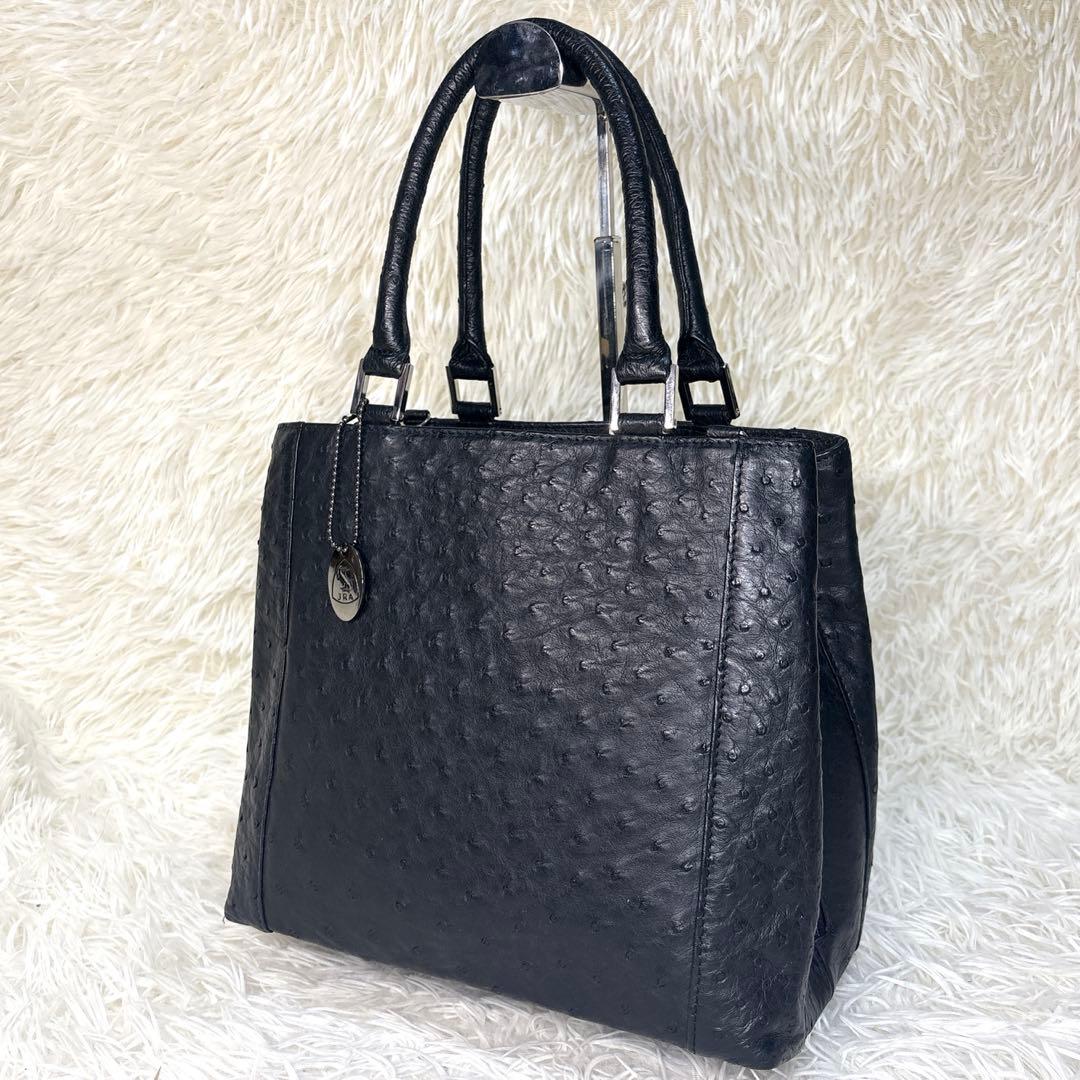 アールグレイ様 JRA認定 オーストリッチ 黒 ラウンドファスナー 縦型