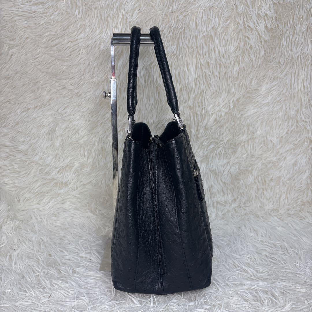 アールグレイ様 JRA認定 オーストリッチ 黒 ラウンドファスナー 縦型