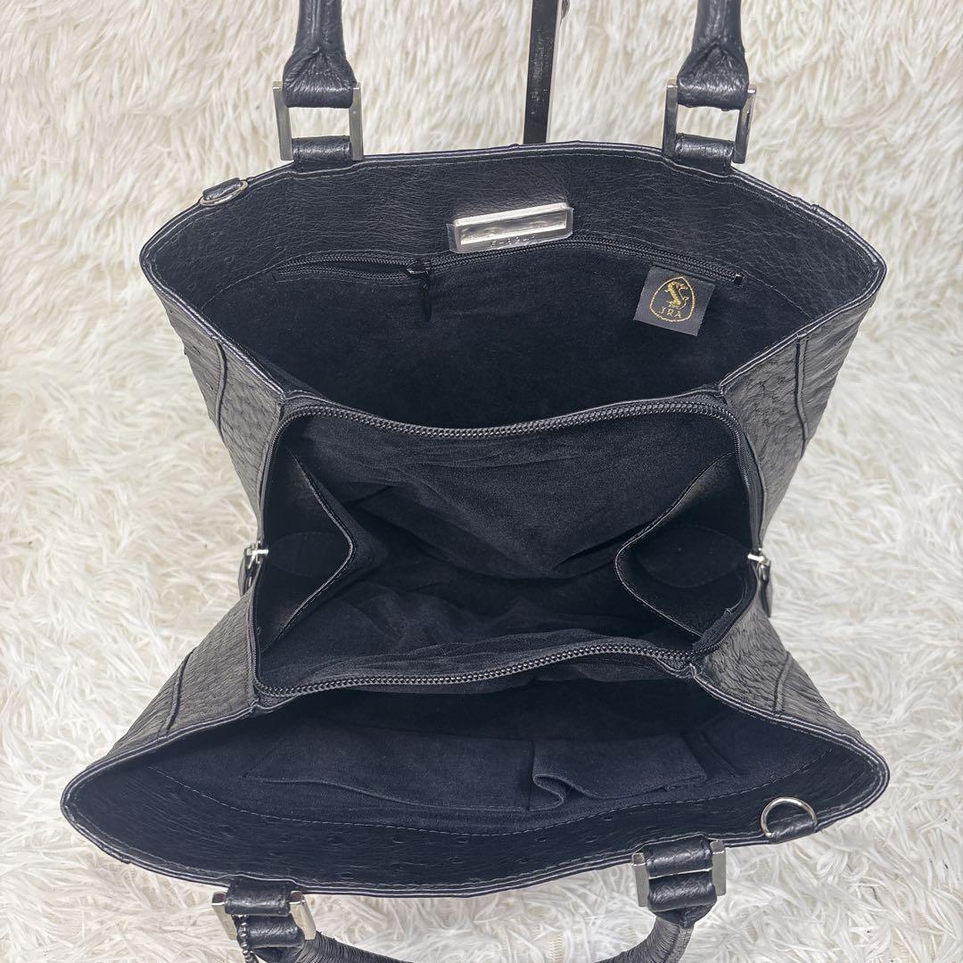 アールグレイ様 JRA認定 オーストリッチ 黒 ラウンドファスナー 縦型