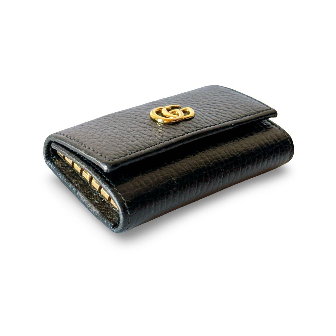 【極美品】GUCCI グッチ GGマーモント 6連キーケース ブラック レザー