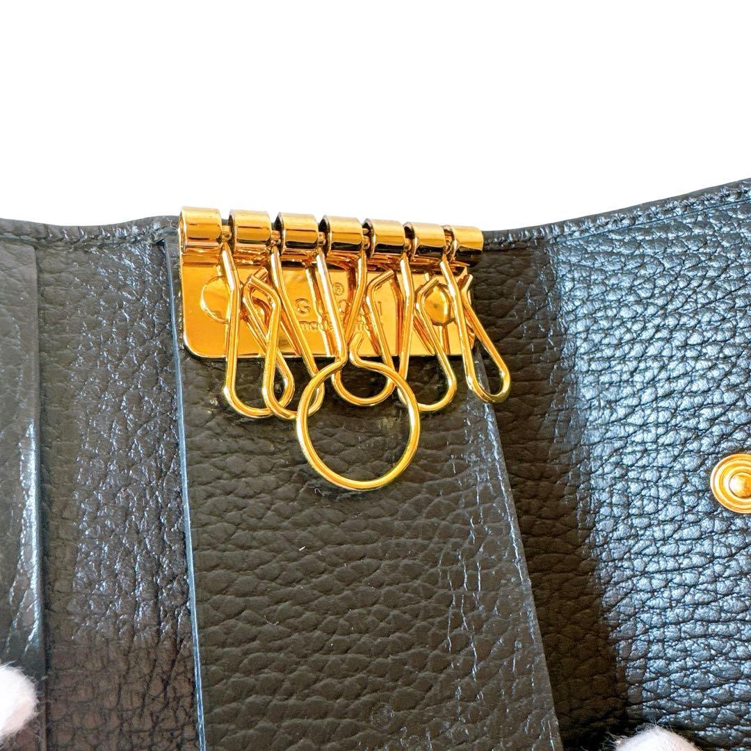 【極美品】GUCCI グッチ GGマーモント 6連キーケース ブラック レザー