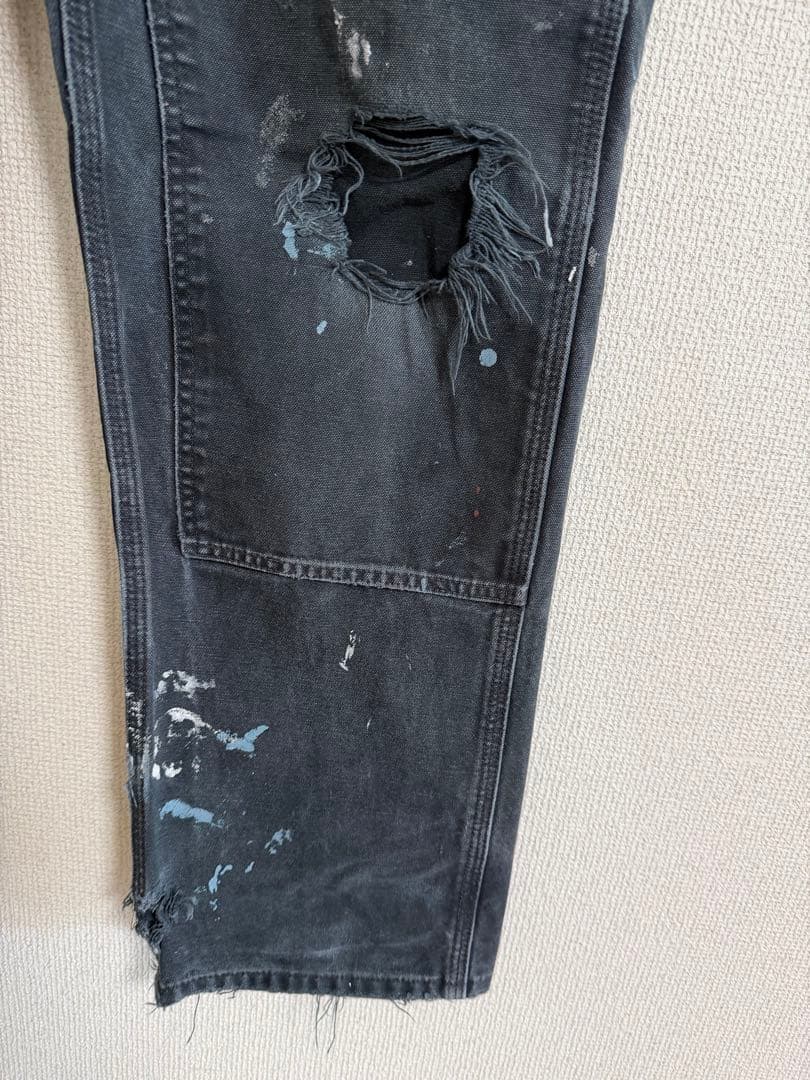 34×32 Carhartt ダブルニー 墨黒フェード 雰囲気系 ボロ