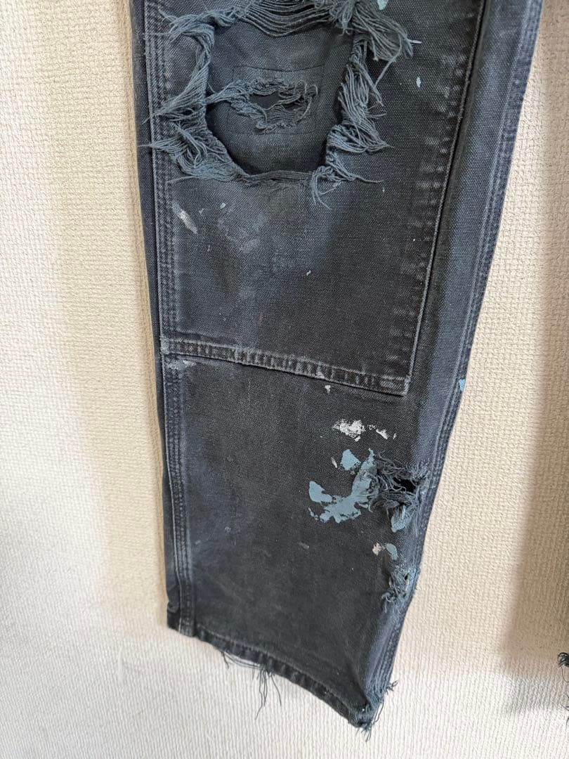 34×32 Carhartt ダブルニー 墨黒フェード 雰囲気系 ボロ