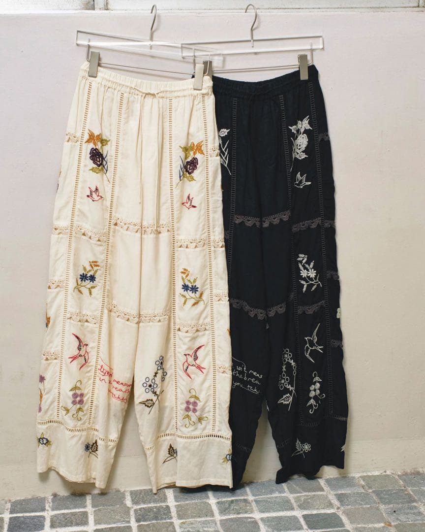 パンツ todayful Embroidery Patchwork Trousers36