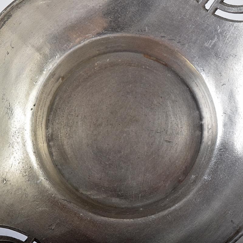 煎茶道具　古錫　鮎銅銘　透かし喜字文　木瓜式　茶托　五客　D　R8421