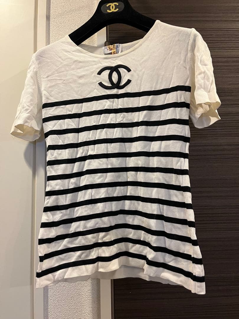 正規品　CHANEL ストライプ Tシャツ　サマーニット　ボーダー　ココマーク