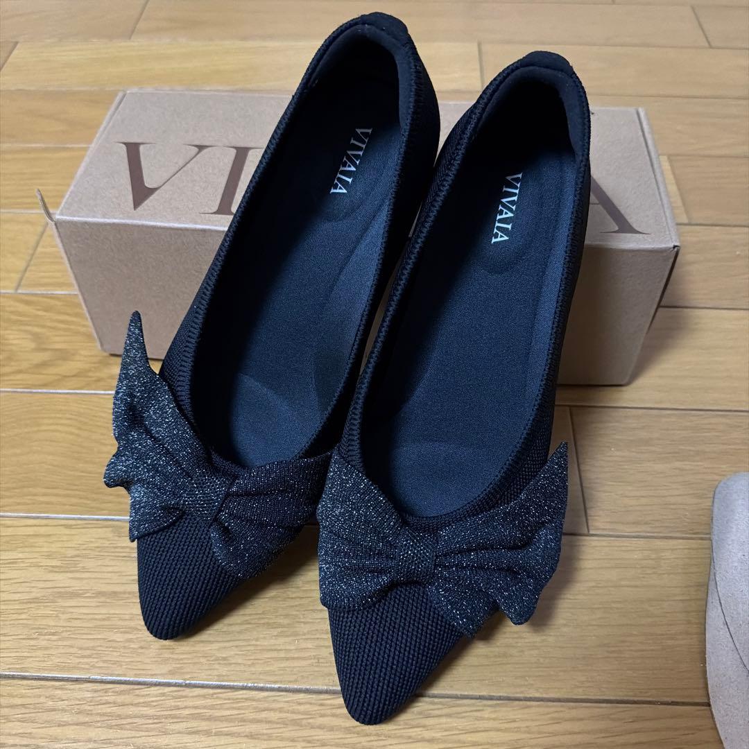 ⭐︎おまけ付き⭐︎VIVAIA ポインテッドトゥ リボン付き フラット