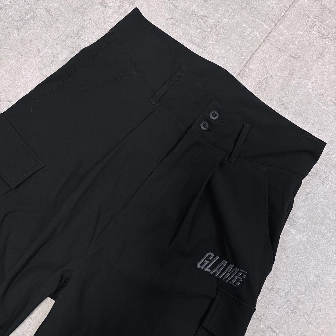 【美品】glamb グラム ロングリブ カーゴパンツ 黒 S 刺繍ロゴ サルエル