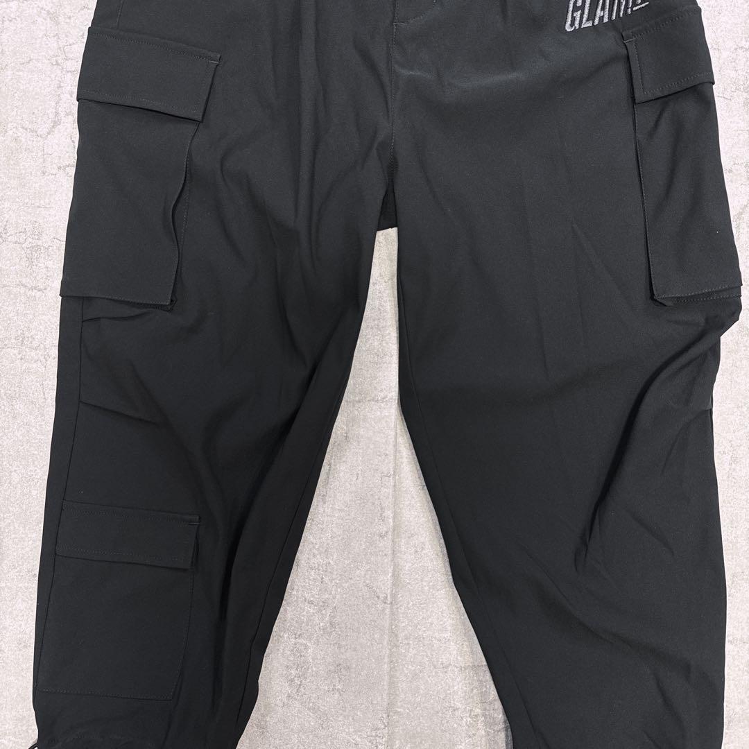 【美品】glamb グラム ロングリブ カーゴパンツ 黒 S 刺繍ロゴ サルエル