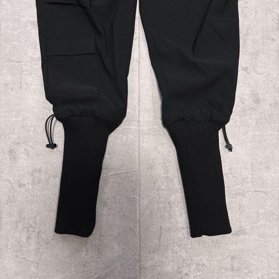 【美品】glamb グラム ロングリブ カーゴパンツ 黒 S 刺繍ロゴ サルエル