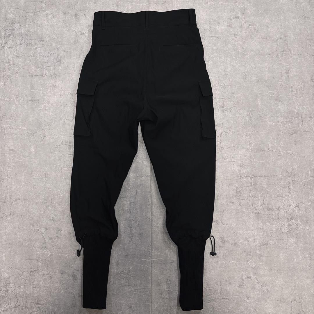 【美品】glamb グラム ロングリブ カーゴパンツ 黒 S 刺繍ロゴ サルエル