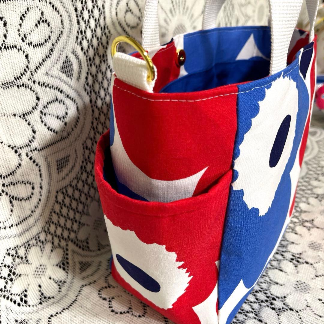 マリメッコ ウニッコ ミニトートバッグ ブルー×レッド ミャクミャク風 万博風