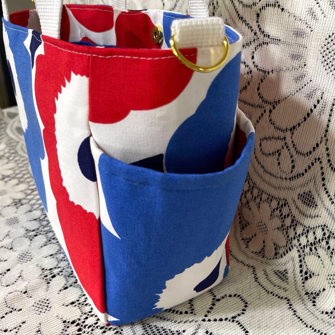 マリメッコ ウニッコ ミニトートバッグ ブルー×レッド ミャクミャク風 万博風