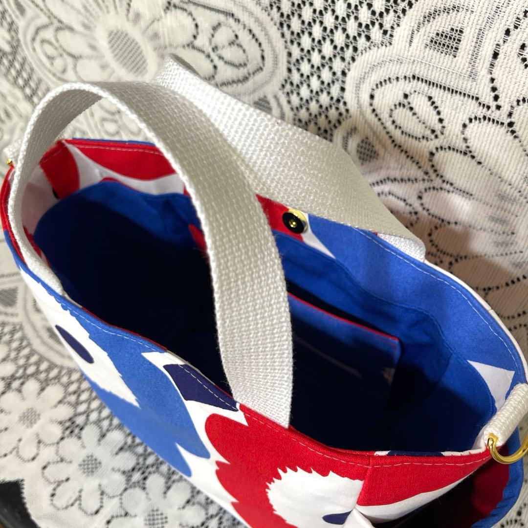 マリメッコ ウニッコ ミニトートバッグ ブルー×レッド ミャクミャク風 万博風