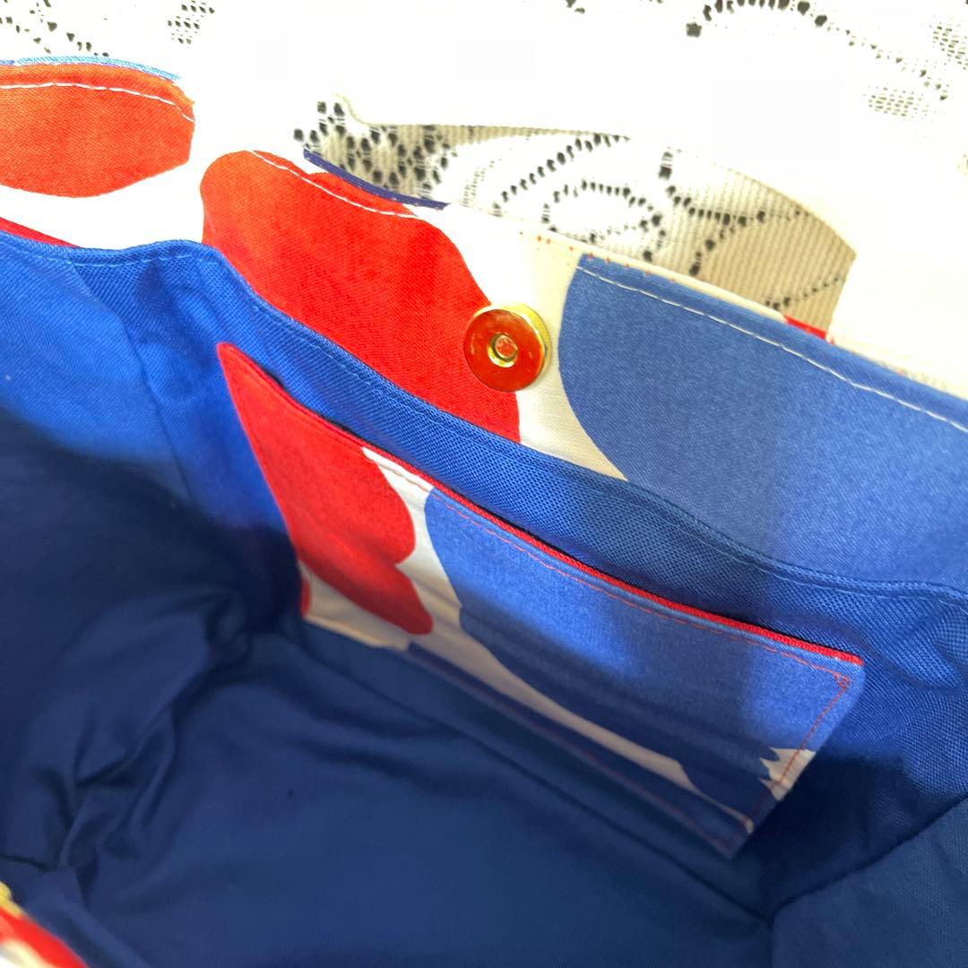 マリメッコ ウニッコ ミニトートバッグ ブルー×レッド ミャクミャク風 万博風