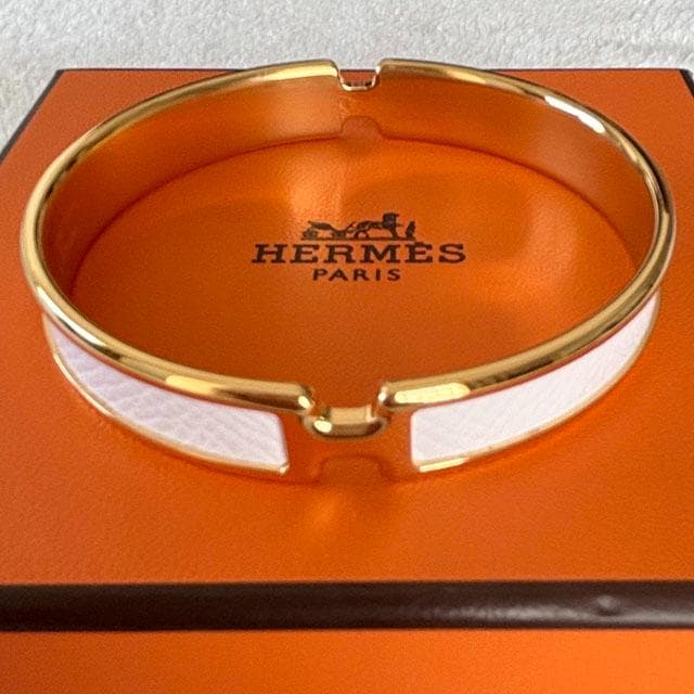 新品‼ エルメス オランプ バングル ブレスレット ゴールド×ホワイト