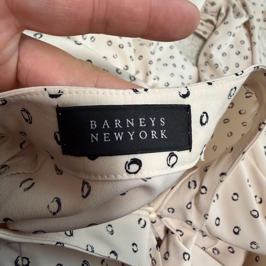 近年極美品　バーニーズニューヨーク　マキシ丈ワンピース　ボウタイ　ドット　総柄