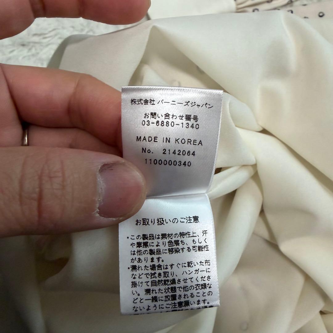 近年極美品　バーニーズニューヨーク　マキシ丈ワンピース　ボウタイ　ドット　総柄