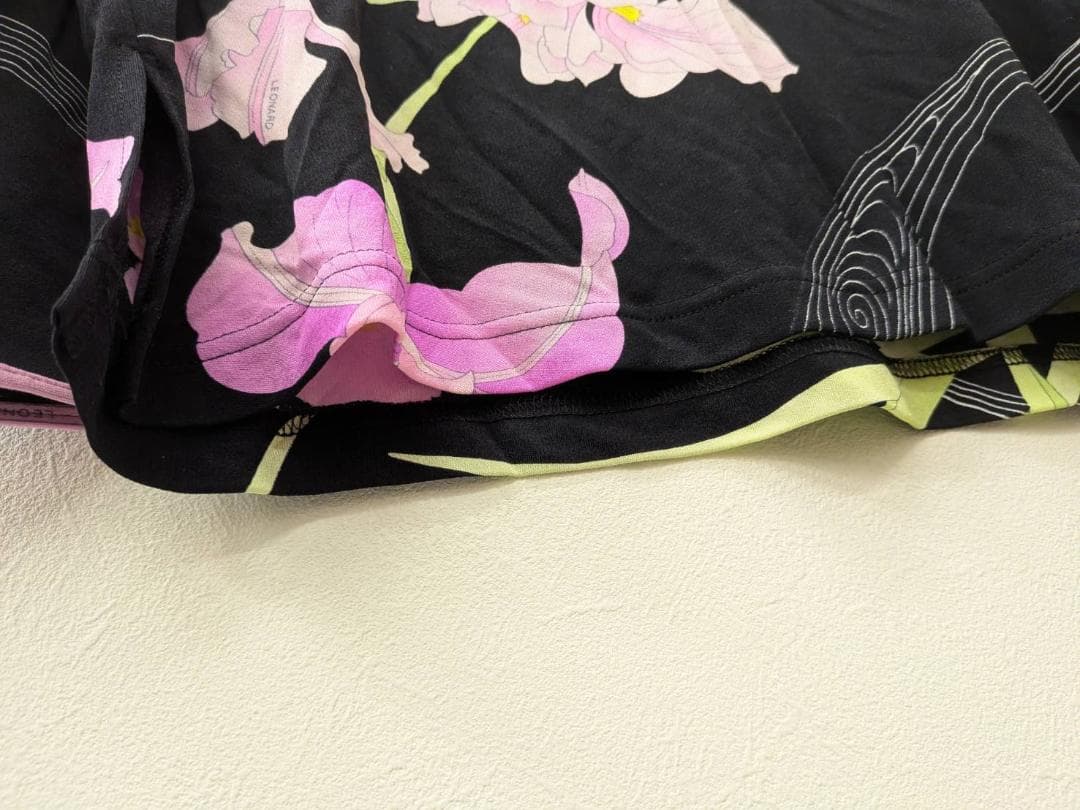 【未使用】 LEONARD レオナール ブラック 花柄 カットソー 40