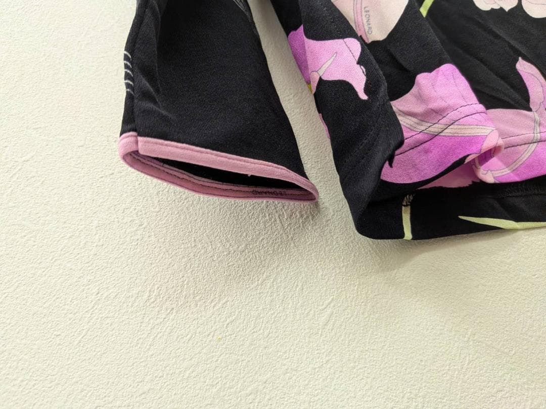 【未使用】 LEONARD レオナール ブラック 花柄 カットソー 40