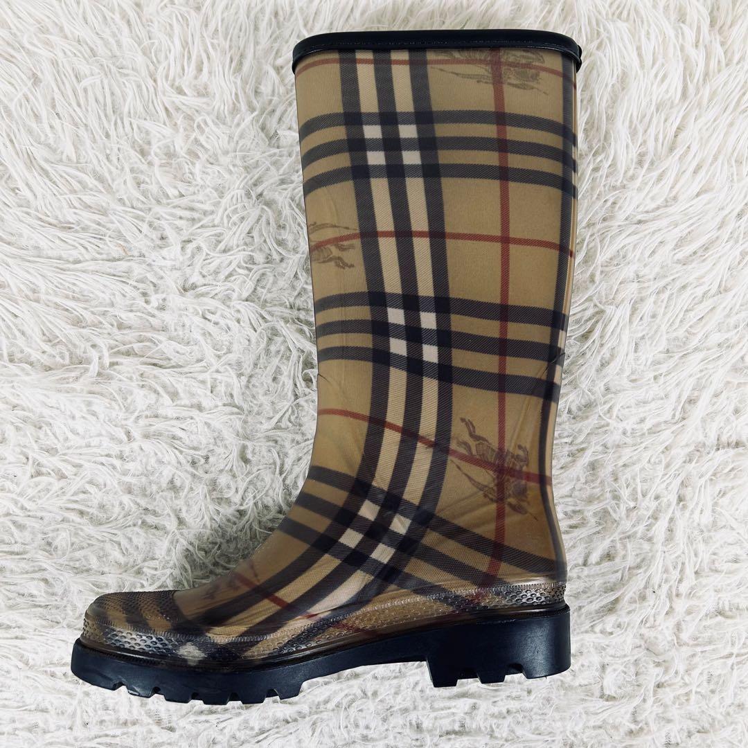 美品　Burberr　バーバリー　ノバチェック　レインブーツ　シャドーホース