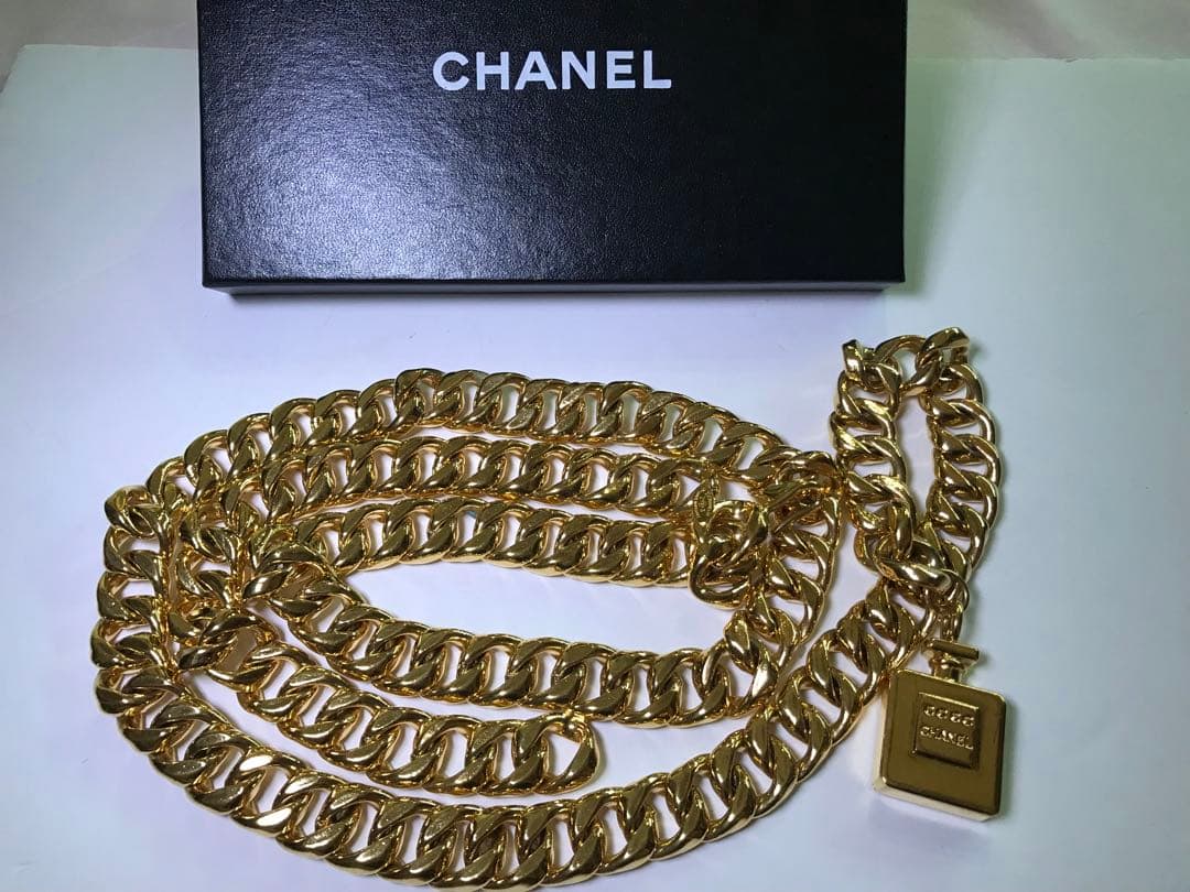 シャネル ヴィンテージ ゴールド チェーンベルト ココ香水ボトル 2連
