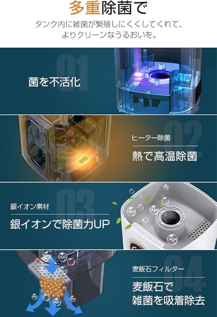 ❣️加湿器❣️9L 4重除菌浄化 知能恒湿 ハイブリッド加湿器 加熱式 超音波式